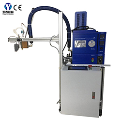 Hot melt glue machine is used for dispensing glue on bottle caps